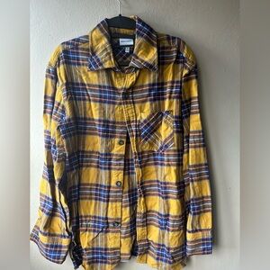 Skylar + Madison Mustard and Navy Plaid Shirt